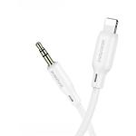 Фото Звуковой переходник BOROFONE BL18W White Lightning male на AUX 3.5mm male Audio, 1м