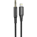 Изображение Звуковой переходник BOROFONE BL7B Black Lightning male на AUX 3.5mm male Audio, 1м Фото Звуковой переходник BOROFONE BL7B Black Lightning male на AUX 3.5mm male Audio, 1м