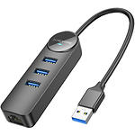 Концентратор HUB USB 3.1 Borofone DH6 (6941991104299) USB-A --> Giga RJ45 + 3*USB3.0-A,0.2м кабель - фото