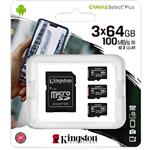 Изображение microSD XC 3шт x 64Gb KINGSTON Canvas Select Plus комплект UHS-I A1 C10 (SDCS2/64GB-3P1A) R100MB/s Фото microSD XC 3шт x 64Gb KINGSTON Canvas Select Plus комплект UHS-I A1 C10 (SDCS2/64GB-3P1A) R100MB/s