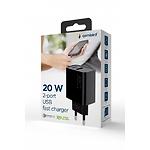Изображение Сетевое ЗУ Gembird TA-UC-PDQC20-01-BK USB-A+Type-C, QC3.0, PD 20W #5 Фото Сетевое ЗУ Gembird TA-UC-PDQC20-01-BK USB-A+Type-C, QC3.0, PD 20W #5