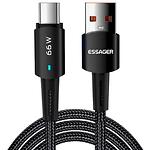 Кабель ESSAGER Sunset Black (EXCT-CGB01) USB-A/Type-C, 0.5м, 6A, 66W, Alu+Nelon - фото