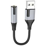 Фото Звуковой переходник BOROFONE BV19 (6941991108358) Black-Grey USB-A male на 3.5mm female Audio #1