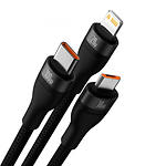фото Кабель Baseus CASS030101 Flash 3-in-2 Charging USB+Type-C -> Micro+Lightning+Type-C, 1.2м,Black,100W