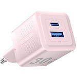 Изображение Сетевое ЗУ Vention (FEQP0-EU) USB-A + USB-C, GaN, PD 30W, QC3.0, Pink Фото Сетевое ЗУ Vention (FEQP0-EU) USB-A + USB-C, GaN, PD 30W, QC3.0, Pink