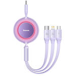 фото Кабель Baseus CAMJ010205 Bright Mirror 3-in-1 USB-С/Lightning+Micro+Type-C, 1.1м, Purple, 100W