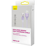Изображение Кабель Baseus CATS010005 Explorer Temperature Control Fast Charging USB-A/Lightning 1м, 2.4A, Purple #1 Фото Кабель Baseus CATS010005 Explorer Temperature Control Fast Charging USB-A/Lightning 1м, 2.4A, Purple #1