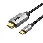 Кабель Vention (CRBBF) 1м, Black, TB-3 Type-C 3.1 -> HDMI 4K 60Hz, Cotton Braided Aluminum Alloy - фото