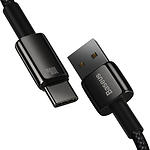 Фото Кабель Baseus CAWJ000001 Tungsten Gold, USB-A/Type-C, 1м, 100W, Black #3