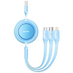 фото Кабель Baseus CAMJ010017 Bright Mirror 3-in-1 USB-A/Lightning+Micro+Type-C, 1.1м, Blue, 3.5A