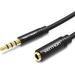 Кабель Vention (BHBBF), Black Audio Extension cable 1м, 3.5мм 3pin джек/3.5мм 3pin разъем - фото