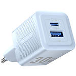 Изображение Сетевое ЗУ Vention (FEQL0-EU) USB-A + USB-C, GaN, PD 30W, QC3.0, Blue Фото Сетевое ЗУ Vention (FEQL0-EU) USB-A + USB-C, GaN, PD 30W, QC3.0, Blue