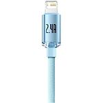 Изображение Кабель Baseus CAJY001103 Crystal Shine Fast Charging Data Cable USB/Lightning, 1.2м, Blue, 2.4A #3 Фото Кабель Baseus CAJY001103 Crystal Shine Fast Charging Data Cable USB/Lightning, 1.2м, Blue, 2.4A #3