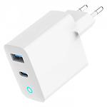 Изображение Сетевое ЗУ Gembird TA-UC-PDQC30L-W-01 USB-A+Type-C, QC3.0, PD30W #2 Фото Сетевое ЗУ Gembird TA-UC-PDQC30L-W-01 USB-A+Type-C, QC3.0, PD30W #2