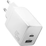 Сетевое ЗУ Essager ECT45W Gan White (ECT45W-LJB02-Z) USB-A + Type-C, QC4.0, PD 45W - фото