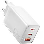 Изображение Сетевое ЗУ Essager ECT67W Gan White (ECT67W-LJB02-Z) USB-A + 2*Type-C, QC4.0, PD 67W #1 Фото Сетевое ЗУ Essager ECT67W Gan White (ECT67W-LJB02-Z) USB-A + 2*Type-C, QC4.0, PD 67W #1