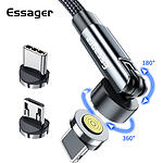 Изображение Кабель ESSAGER Universal 540 Ratate Magnetic Grey (EXCCXL-WX0G) USB-A/Lightning, 1м, 3A #1 Фото Кабель ESSAGER Universal 540 Ratate Magnetic Grey (EXCCXL-WX0G) USB-A/Lightning, 1м, 3A #1