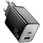 Сетевое ЗУ Essager ECT45W Gan Black (ECT45W-LJB01-Z) USB-A + Type-C, QC4.0, PD 45W - фото