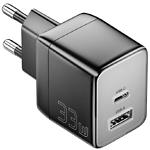 Сетевое ЗУ Essager ECT33W Gan Black (ECT33W-LJB01-Z) USB-A + Type-C, QC3.0, PD 33W - фото