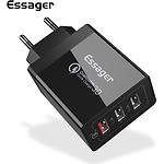 Сетевое ЗУ Essager Fangbo Black (ECTQC3-FBB01) 3*USB-A, QC3.0, 30W - фото