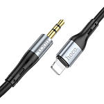 Звуковой переходник HOCO UPA22 Black (6931474769473) Lightning male на 3.5mm male Audio cable 1м - фото