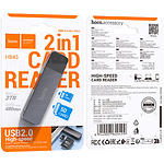 Фото Картридер Hoco HB45 Spirit 2-in-1 USB2.0 Metal Gray (6942007620499) SD/microSD #1