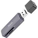 Фото Картридер Hoco HB45 Spirit 2-in-1 USB2.0 Metal Gray (6942007620499) SD/microSD #2