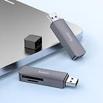 Фото Картридер Hoco HB45 Spirit 2-in-1 USB2.0 Metal Gray (6942007620499) SD/microSD #4