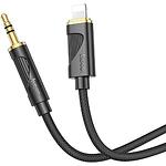 Звуковой переходник HOCO UPA30 Black (6942007625494) Lightning male на 3.5mm male Audio cable 1м - фото