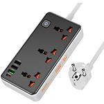Изображение Фильтр-удлинитель сетевой HOCO AC8A Storm 1.5m Black, 3-розетки, CHARGER 3*USB-A, USB-C, 30W #1 Фото Фильтр-удлинитель сетевой HOCO AC8A Storm 1.5m Black, 3-розетки, CHARGER 3*USB-A, USB-C, 30W #1