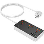 Изображение Фильтр-удлинитель сетевой HOCO AC8A Storm 1.5m Black, 3-розетки, CHARGER 3*USB-A, USB-C, 30W #2 Фото Фильтр-удлинитель сетевой HOCO AC8A Storm 1.5m Black, 3-розетки, CHARGER 3*USB-A, USB-C, 30W #2