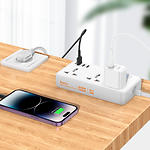 Изображение Фильтр-удлинитель сетевой HOCO AC8A Storm 1.5m White, 3-розетки, CHARGER 3*USB-A, USB-C, 30W #4 Фото Фильтр-удлинитель сетевой HOCO AC8A Storm 1.5m White, 3-розетки, CHARGER 3*USB-A, USB-C, 30W #4