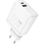 Сетевое ЗУ WUW-C175 (6972573335220) USB-A + USB-C, 65W, GaN, QC3.0, PD, White - фото