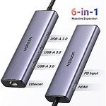 Фото Концентратор HUB USB 3.1 UGREEN CM512 Gray (UGR-15598) Type-C --> HDMI+ RJ45+ 3*USB 3.0 + PD Type-C #5