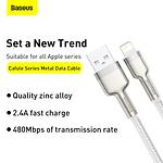 Фото Кабель Baseus CALJK-B02 Cafule USB/Lightning 2м White 2.4A #7