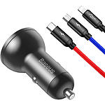 Изображение Автомобильное ЗУ Baseus TZCCBX-0G Black, 2*USB, 3-in-1 1.2m Cable, 24W, Digital Display #2 Фото Автомобильное ЗУ Baseus TZCCBX-0G Black, 2*USB, 3-in-1 1.2m Cable, 24W, Digital Display #2