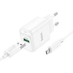 Изображение Сетевое ЗУ Hoco C140A Smart White (6942007627818) 1*USB-A, QC3.0, 18W + Cable micro-USB Фото Сетевое ЗУ Hoco C140A Smart White (6942007627818) 1*USB-A, QC3.0, 18W + Cable micro-USB