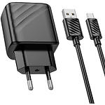 Фото Сетевое ЗУ Hoco CS21A Black (6942007609890) USB-A, QC3.0, 18W + Cable micro-USB #2