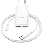 Фото Сетевое ЗУ Hoco C88A Star round dual White (6931474749512) 2*USB-A, 2.4А + Cable Lightning #2