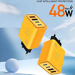 Фото Сетевое ЗУ WUW-C212 Yellow, 2*USB-A + 2*Type-C, 48W, QC #3