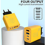 Фото Сетевое ЗУ WUW-C212 Yellow, 2*USB-A + 2*Type-C, 48W, QC #5