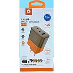 Изображение Сетевое ЗУ WUW-C215BO, USB-A + 2*USB-C, 65W, Brown-orange #1 Фото Сетевое ЗУ WUW-C215BO, USB-A + 2*USB-C, 65W, Brown-orange #1