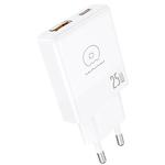 Изображение Сетевое ЗУ WUW-C217, USB-A + USB-C, PD 25W, White Фото Сетевое ЗУ WUW-C217, USB-A + USB-C, PD 25W, White