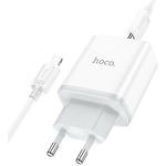 Сетевое ЗУ Hoco C104A Stage White (6931474782908) USB-C , QC3.0, PD20W + кабель Lightning - фото