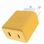 Фото Сетевое ЗУ WUW-C189YW, 2*USB-C, PD 20W, White-Yellow