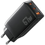 Сетевое ЗУ Essager DIANYUN Gan Black (ECTAC-DYB01-Z) USB-A + 2*Type-C, QC4.0, PD 67W - фото