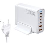 Изображение Сетевое ЗУ WUW-C214, GaN, 2*USB-A + 4*USB-C, PD, QC3.0, 200W, White Фото Сетевое ЗУ WUW-C214, GaN, 2*USB-A + 4*USB-C, PD, QC3.0, 200W, White