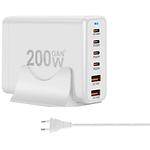 Изображение Сетевое ЗУ WUW-C214, GaN, 2*USB-A + 4*USB-C, PD, QC3.0, 200W, White #2 Фото Сетевое ЗУ WUW-C214, GaN, 2*USB-A + 4*USB-C, PD, QC3.0, 200W, White #2