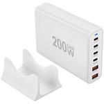 Изображение Сетевое ЗУ WUW-C214, GaN, 2*USB-A + 4*USB-C, PD, QC3.0, 200W, White #5 Фото Сетевое ЗУ WUW-C214, GaN, 2*USB-A + 4*USB-C, PD, QC3.0, 200W, White #5