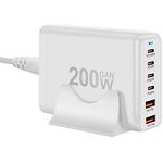 Изображение Сетевое ЗУ WUW-C214, GaN, 2*USB-A + 4*USB-C, PD, QC3.0, 200W, White #6 Фото Сетевое ЗУ WUW-C214, GaN, 2*USB-A + 4*USB-C, PD, QC3.0, 200W, White #6